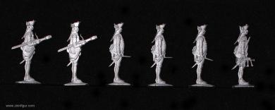 Infantry Musicians, stopped and not playing, profile 