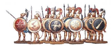 Greek Hoplites, standing in phalanx 