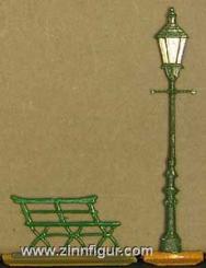 Gas-lamp, bench 