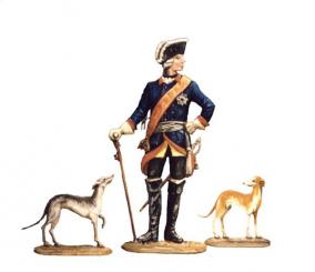 King Friedrich II with his greyhounds, around 1760 