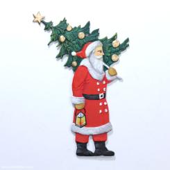 Père Noël avec arbre de Noël et lanterne 