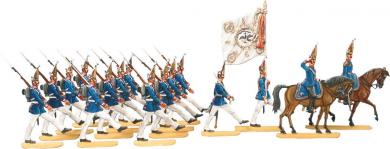 1. Garde-Regiment zu Fuß (Grenadiersmützen), in Paradeschritt 