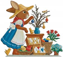 Market Bunny, Girl Selling Easter Eggs 