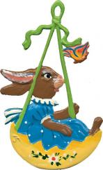 Ornament: Bunny Girl in Egg Shell Swing 