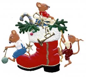 Anhänger: Mäuschen mit Weihnachtsstiefel 