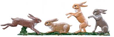 Four playing Rabbits 