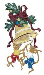 Pendentif : deux souris sonnent le carillon de Noël 