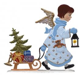 Angel Pulling Sled with Gifts 