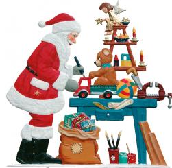 Weihnachtsmann in der Werkstatt 