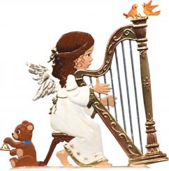 Un ange de Noël joue de la harpe 