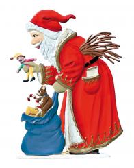 Le Père Noël en train d'offrir des cadeaux 