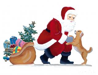 Weihnachtsmann mit Hund 
