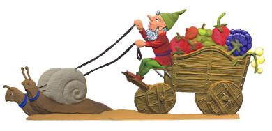 Zwerg mit Erntewagen 