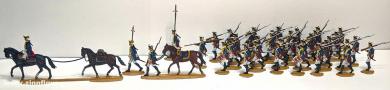 Preußische Musketiere im Reisemarsch 
