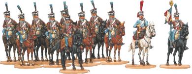 Hussards à l'arrêt, semi-frontal 