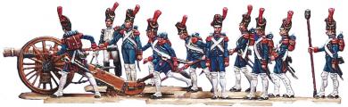 French foot artillery of the guard with 12 pounder gun. 1804-15 