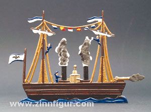 Segeldampfer (Dampfsegler) mit Matrosen, klein 