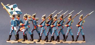 Bavarian Pickelhauben soldiers on the march 