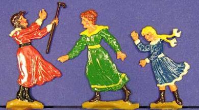 3 verschiedene Wanderinnen, auch Eisenbahnfiguren 