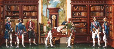 Napoleon I.in his cabinet, working with his staff-officers. France 1804-15. 