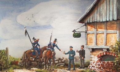 Preußische Ulanen - Vedette auf der Rast (1870/71) 