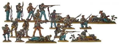 Südstaaten: Konföderierte Infanterie in Feuerlinie 