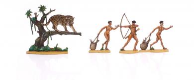 Botokuden-Indianer treffen auf einen Jaguar 