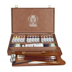 Large wooden box, with 15x 35 ml tubes 