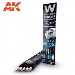 Weathering Pencils for Modelling. Grey & Blue: Shading & Effects Set 