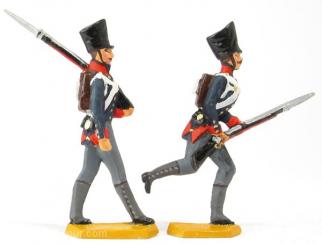 Two infantrymen: charging and marching 