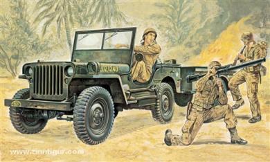 Willys Jeep avec remorque et figurines 