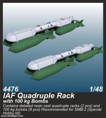 IAF Vierfach-Rack mit 100 Kg Bomben für SMB-2/Sa'ar/Mirage III 