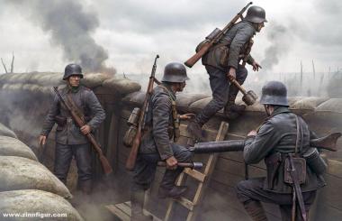 "Achtung, Panzer!" WWI German Infantrymen Before the Attack 
