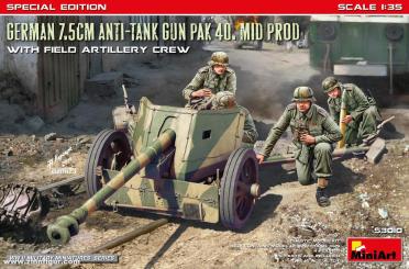 German 7.5cm Anti-Tank Gun PaK40 Mid. Production with artillery Crew - Special Edition 