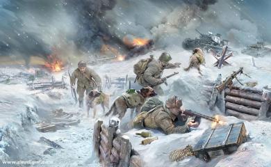 Chasseurs de chars avec chiens 