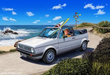 Geschenkset "50 Years of VW Golf 1" Revell Modellbausatz mit Basiszubehör 
