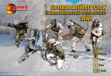 Artilleurs allemands avec 10,5cm LG42/43 - Hiver 