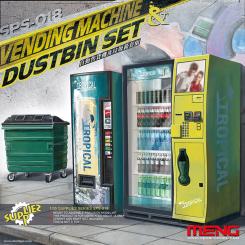 Getränkeautomaten und Müllcontainer 