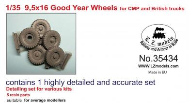 Roues 9,5 x 16 Good Year pour camions CMP et britanniques 