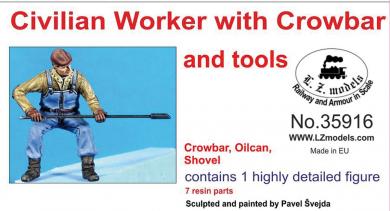 Ouvrier civil avec pied-de-biche et outils 