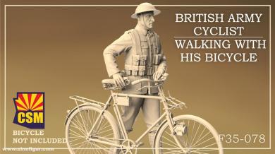British Soldier Walking with Bicycle 