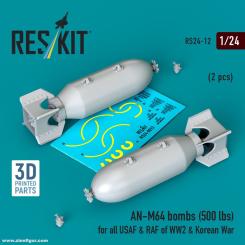 AN-M64 bombs (500 lbs) for all USAF & RAF of WW2 & Korean War (2 pcs) 