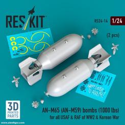 AN-M65 (AN-M59) bombs (1000 lbs) for all USAF & RAF of WW2 & Korean War (2 pcs) 