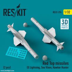 Missiles Red Top (2 pièces) (EE Lightning, Sea Vixen, Hawker Hunter) 