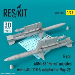 AGM-88 Harm Raketen mit LAU-118 & Adapter für Mig-29 (2 Stück) 