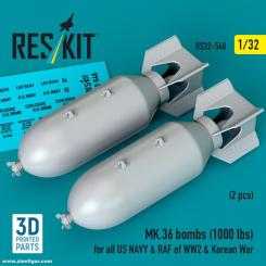 MK.36 Bomben (1000 lbs) für US NAVY & RAF - WW2 & Korea (2 Stück) 