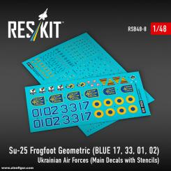 Su-25 Frogfoot Geometric (Blue 17, 33, 01, 02) "Ukraine" 