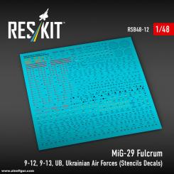 MiG-29 Fulcrum 9-12,9-13,UB Stencils "Ukraine" 