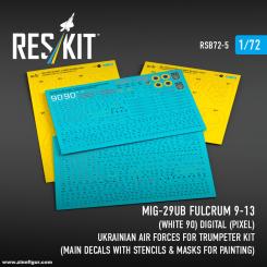 MiG-29UB Fulcrum 9-13 (White 90) Digital (Pixel) Decals & Masks 