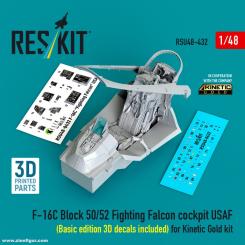 F-16C Block 50/52 Cockpit mit 3D-Decals (Kinetic) 
